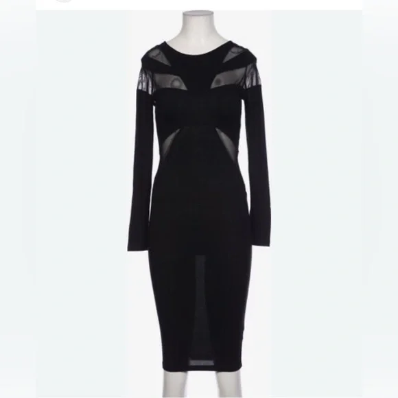 ASOS Elegant Black Dress with Sheer Cut Outs 10 - Picture 2 of 7